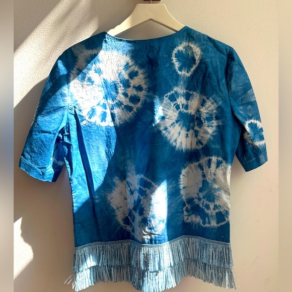 DKNY tie dye poplin top with rafia - Picture 4 of 4